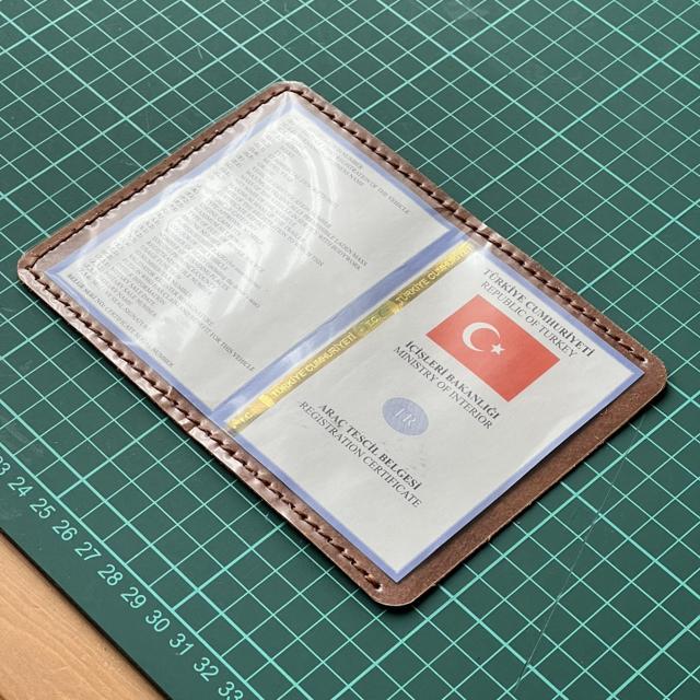 Deri Araç Ruhsatı Kılıfı